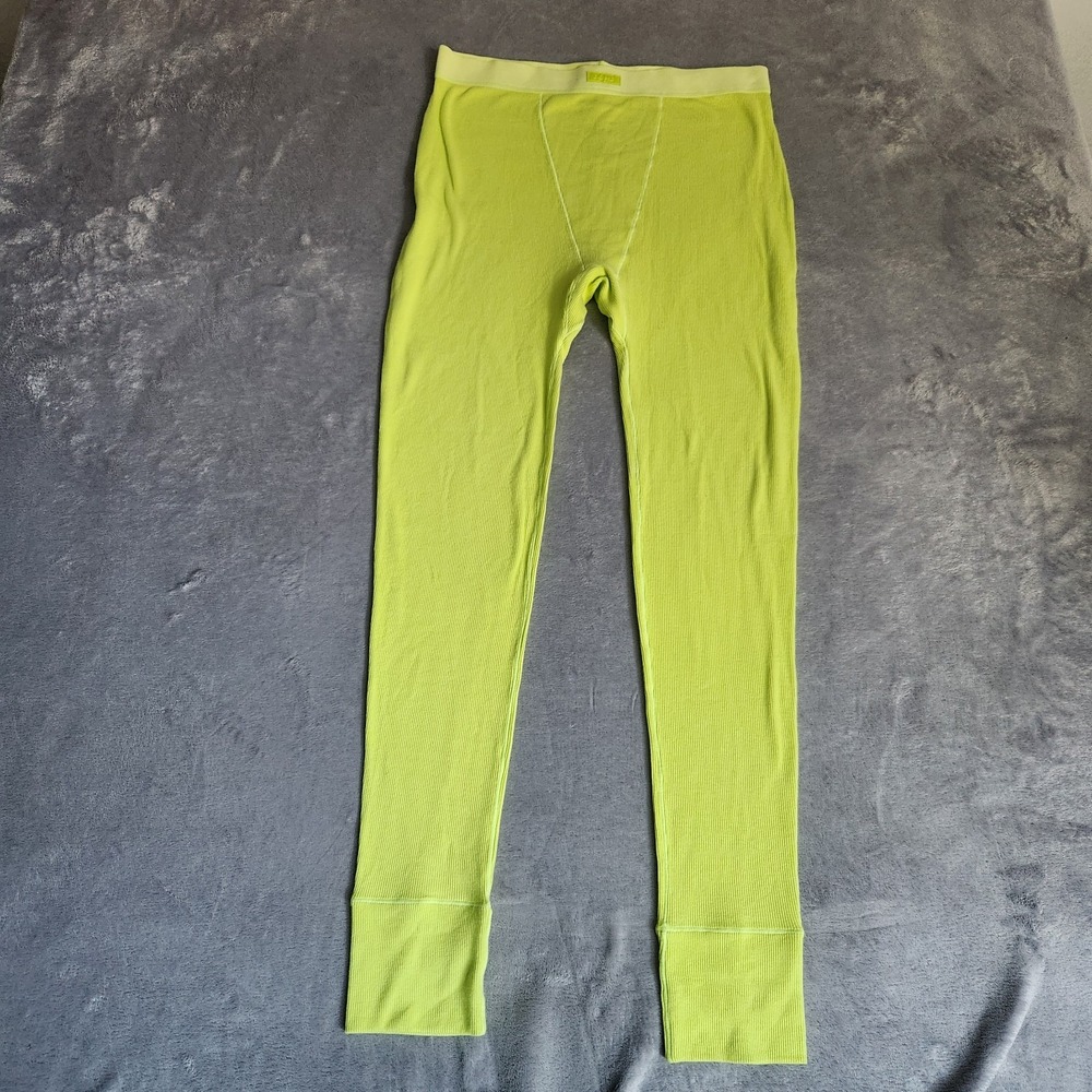 New SKIMS Cotton Rib Leggings Highlighter Neon Yellow Green Large Lounge Pants
